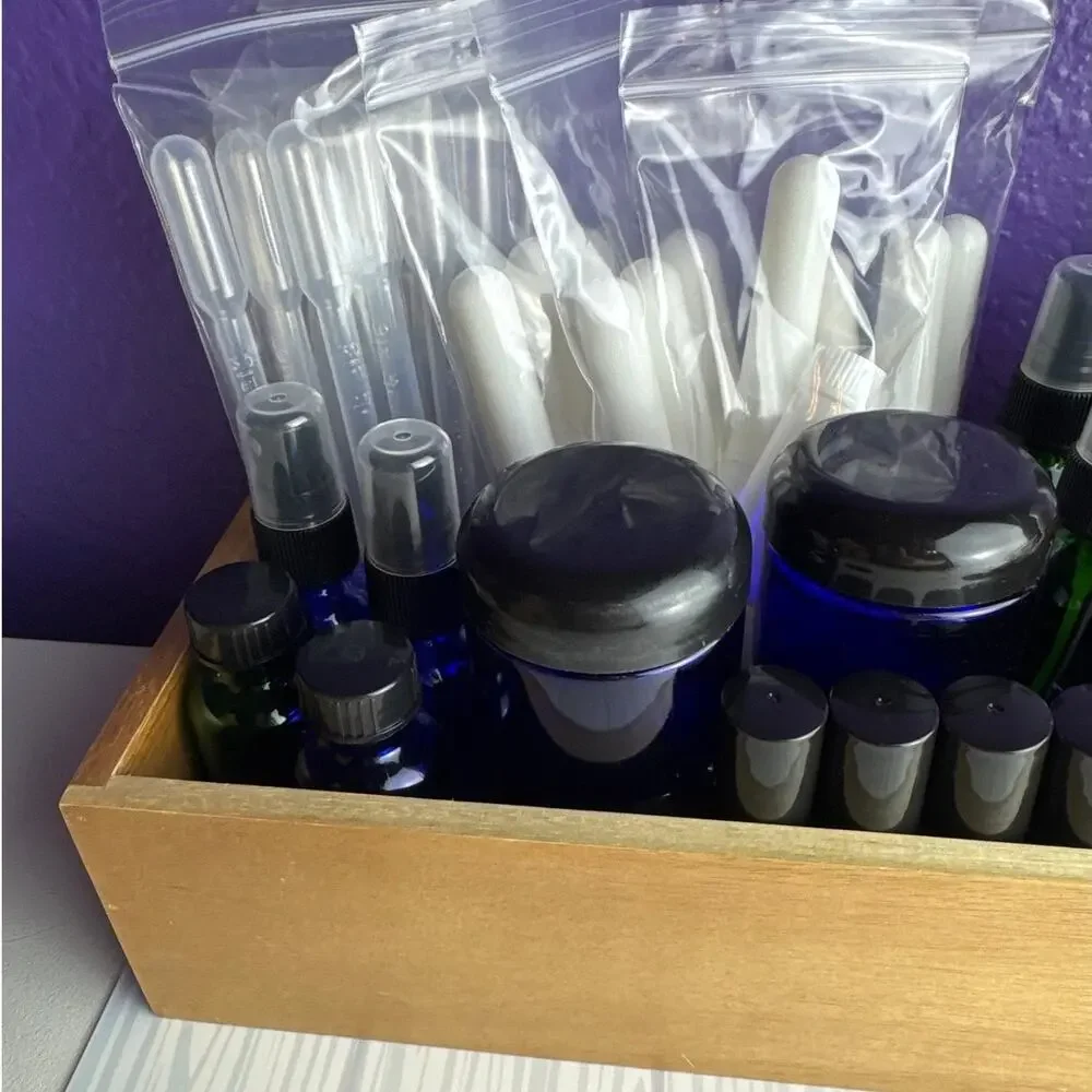 HUGE Lot Essential Oil Supplies Roller Bottles Inhalers Blue Jars Sprayer NEW #2